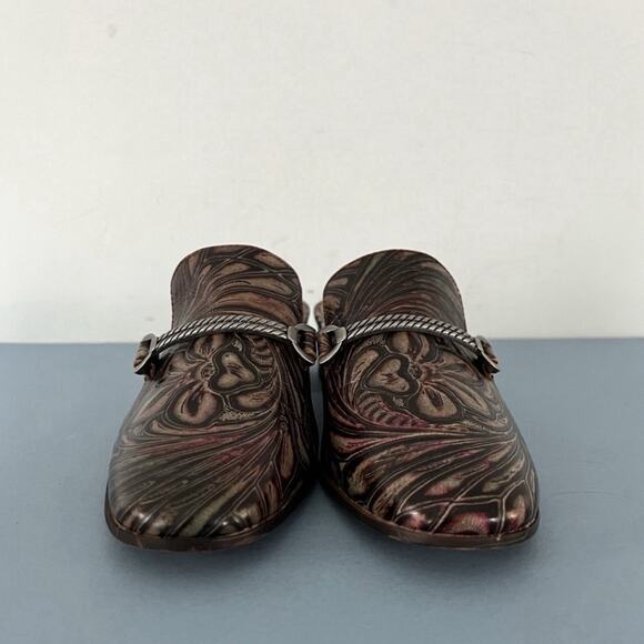 patricia nash tobacco fields Patricia Nash Tilly Tobacco Fields Tooled Leather Floral Slip On Mule  Loafers